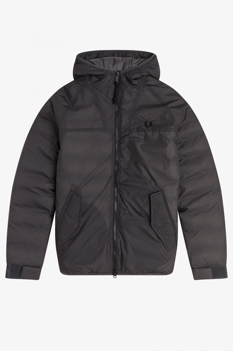 Black Fred Perry Insulated Hooded Men's Jackets | PH 1195JPQJ